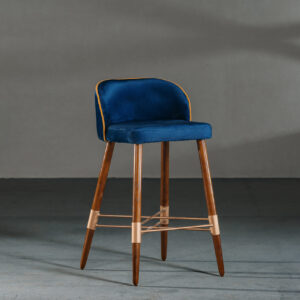 Modern Blue Accent Chair with Cushioned Seat and Wooden Legs